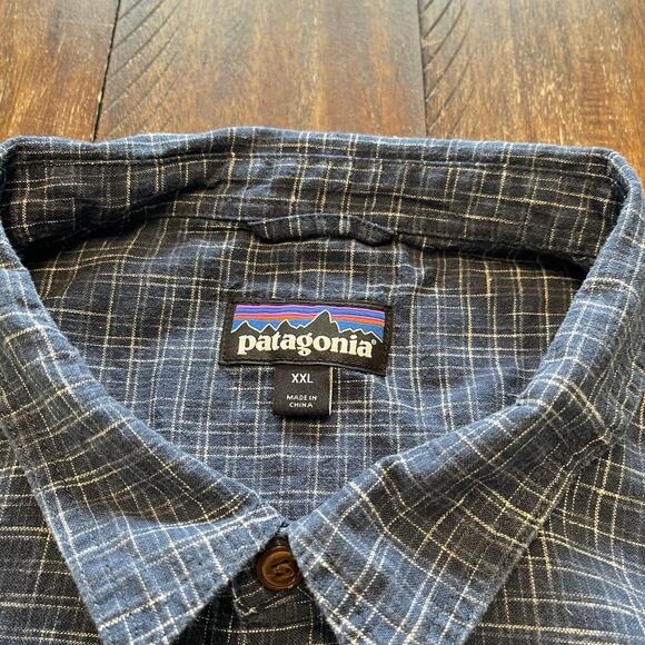 Patagonia Back Step Shirt Organic Cotton Blue Check XXL S126 - Picture 6 of 11